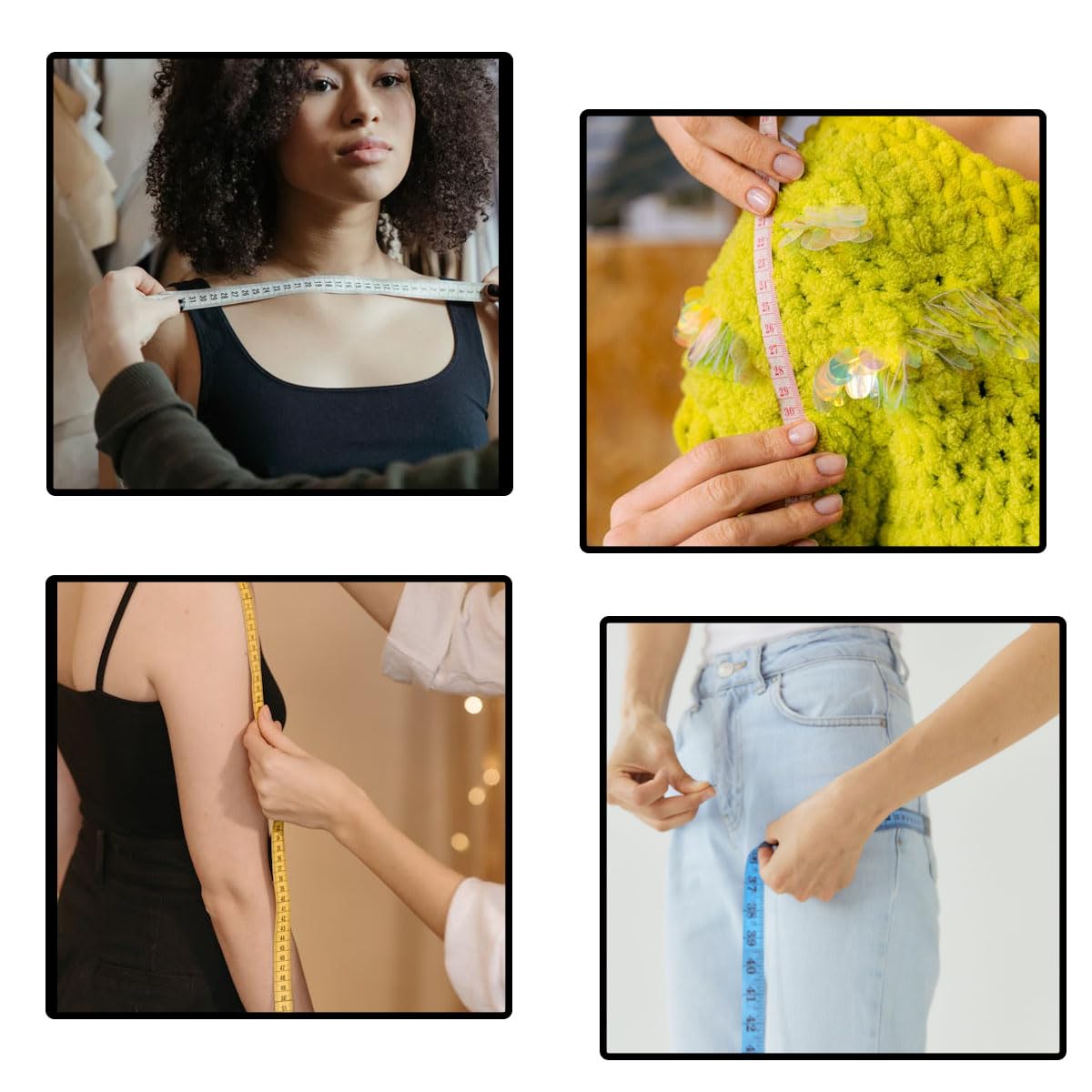Paquete de 9 reglas de sastre de doble escala, cinta métrica de tela suave, cinta de costura multicolor de 150 cm para manualidades a medida