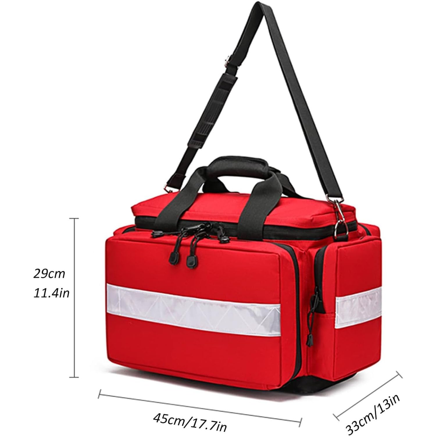 Maletín Médico Grande Vacío, Bolsa Profesional Para Emergencias Médicas Y Traumatismos Con Hebilla Ajustable Y Gancho Desmontable, Diseño Con Banda Reflectante Para Atención Médica Domiciliaria