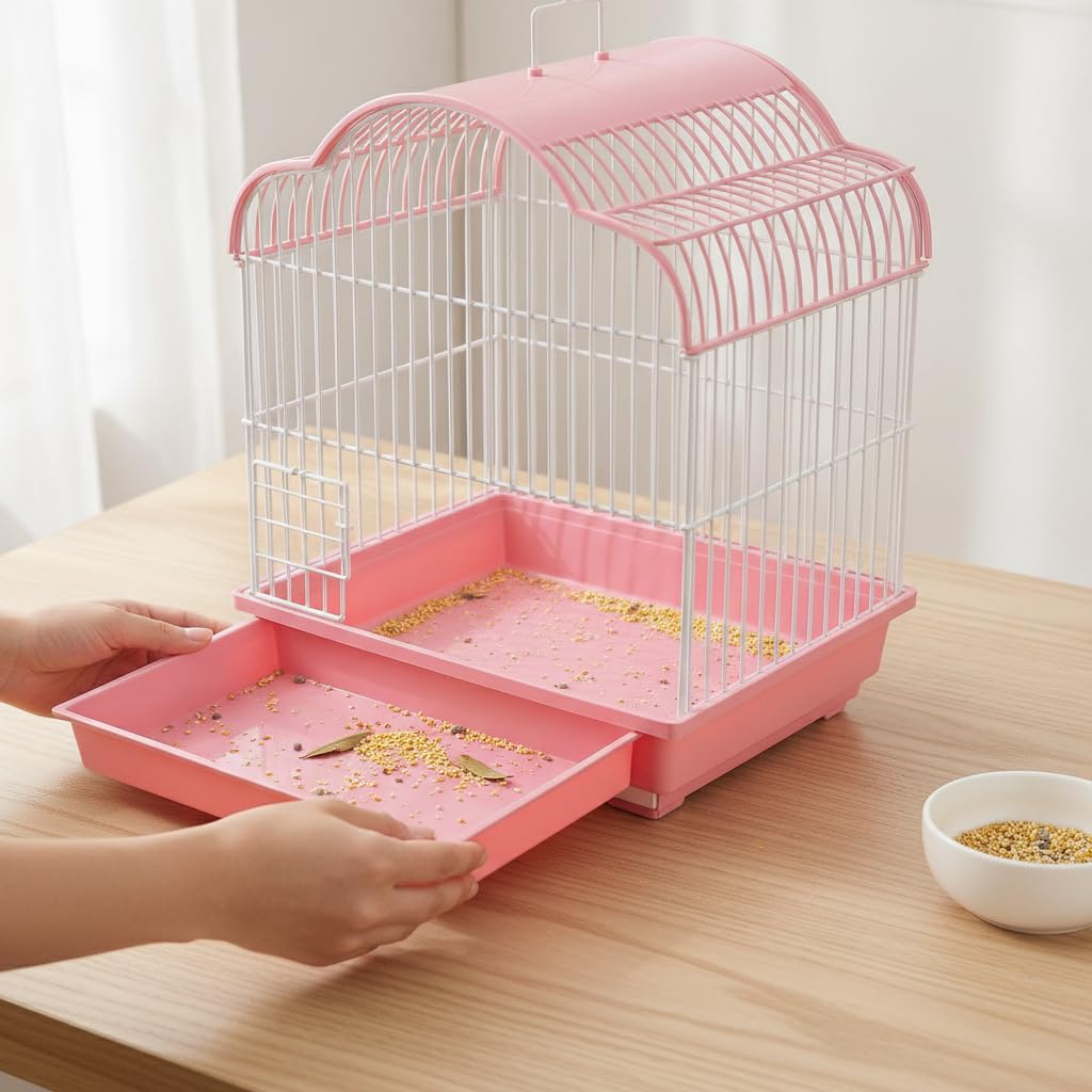 Heim für Wellensittiche groß, Käfig für vögel mit 2 Ebenen, für Vogelpflege, Knuspriges Kaltweiß, Weiß