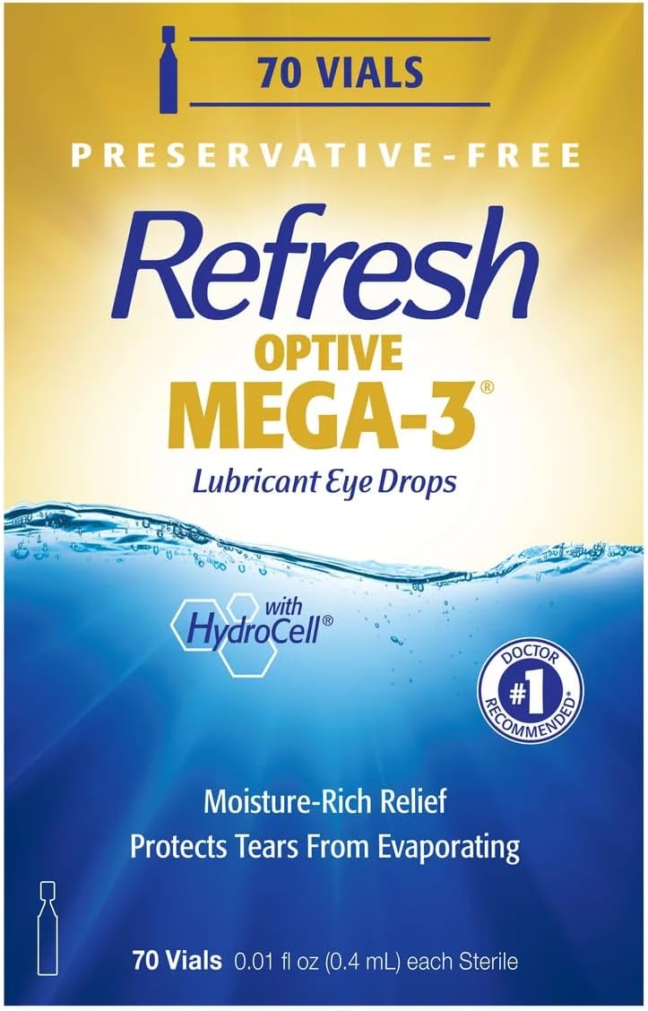 Refresh Optive MEGA-3 Preservative-Free Lubricating Eye Drop, 70 Vials