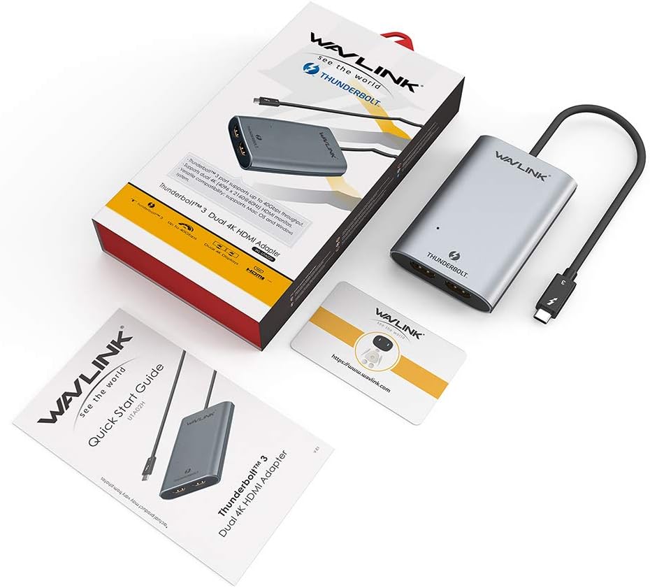 Blасk Frіdау - 50% оƒƒ Wavlink Thunderbolt 3 Portable Dual 4K HDMI/DisplayPort Adapter for Mac & Window ( Supports Two 4K@60Hz Monitors, Up to 40Gbps, Thunderbolt 3 Compatible ) (Thunderbolt 3 to Dual 4K HDMI Adapter)