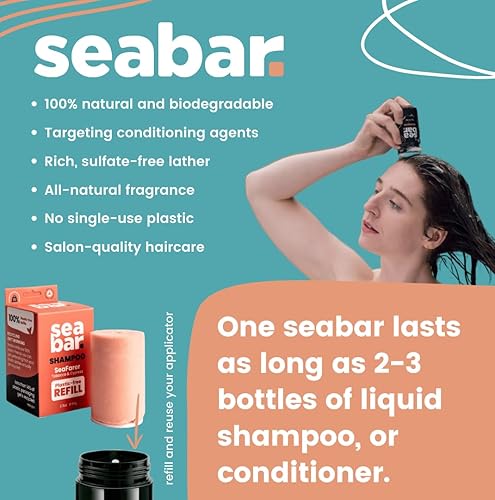 Miniatura 4 de Barra acondicionadora - Champú para el cabello totalmente natural, vegano, sin sulfatos, ecológico y sin residuos, embalaje reutilizable, SeaFarer