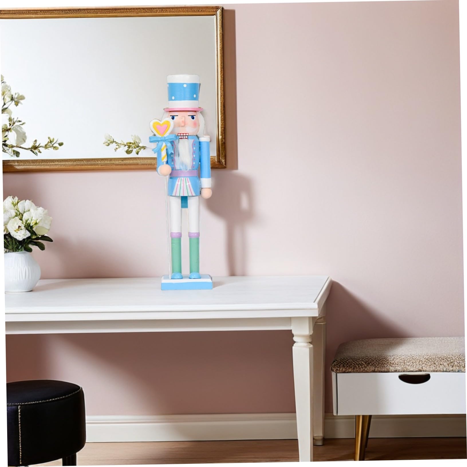 VALICLUD 2 Szt. Pastelowych Drewnianych Figur Żołnierzyków Orzechowych Stylu Cukierkowym Dekoracje Stołowe i Ozdoby Imprezę Świąteczną Uniwersalne Ozdoby Boże Narodzenie Kominek i Półkę