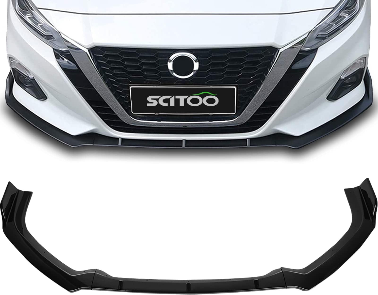 SCITOO Glossy Black Front Bumper Lip Spoiler - Fits 2019-2021 Nissan Altima (Aggressive Look)