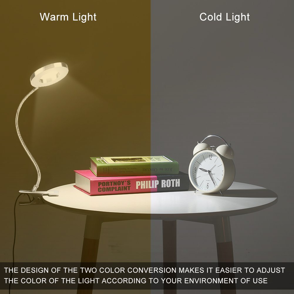 Lampe LED Maquillage Microblading - Pince Flexible USB - 2 Couleurs (Froid/Chaud) - Pour Tatouage, Extensions Cils