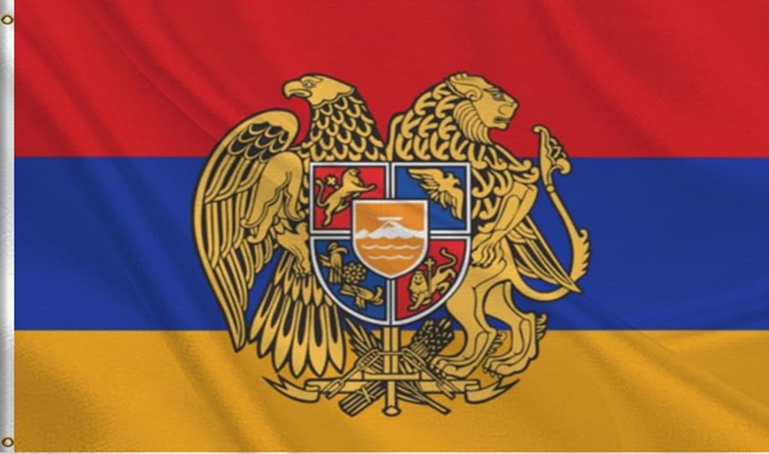 Armenian Coat of Arms Flag 3x5FT,Heavy Duty 100D Polyester,Vivid Colors,Republic of Armenia Flags with 2 Brass Grommets for Indoor Outdoor.