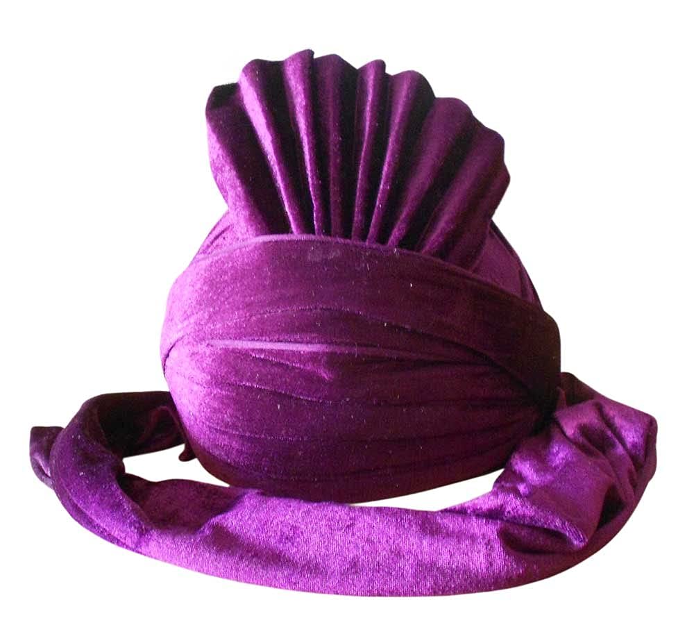 Männer Hut Punjabi Bhangra Pagri Indischer Handgemachter Samt Lila Turban 7 1/8 (22.25")