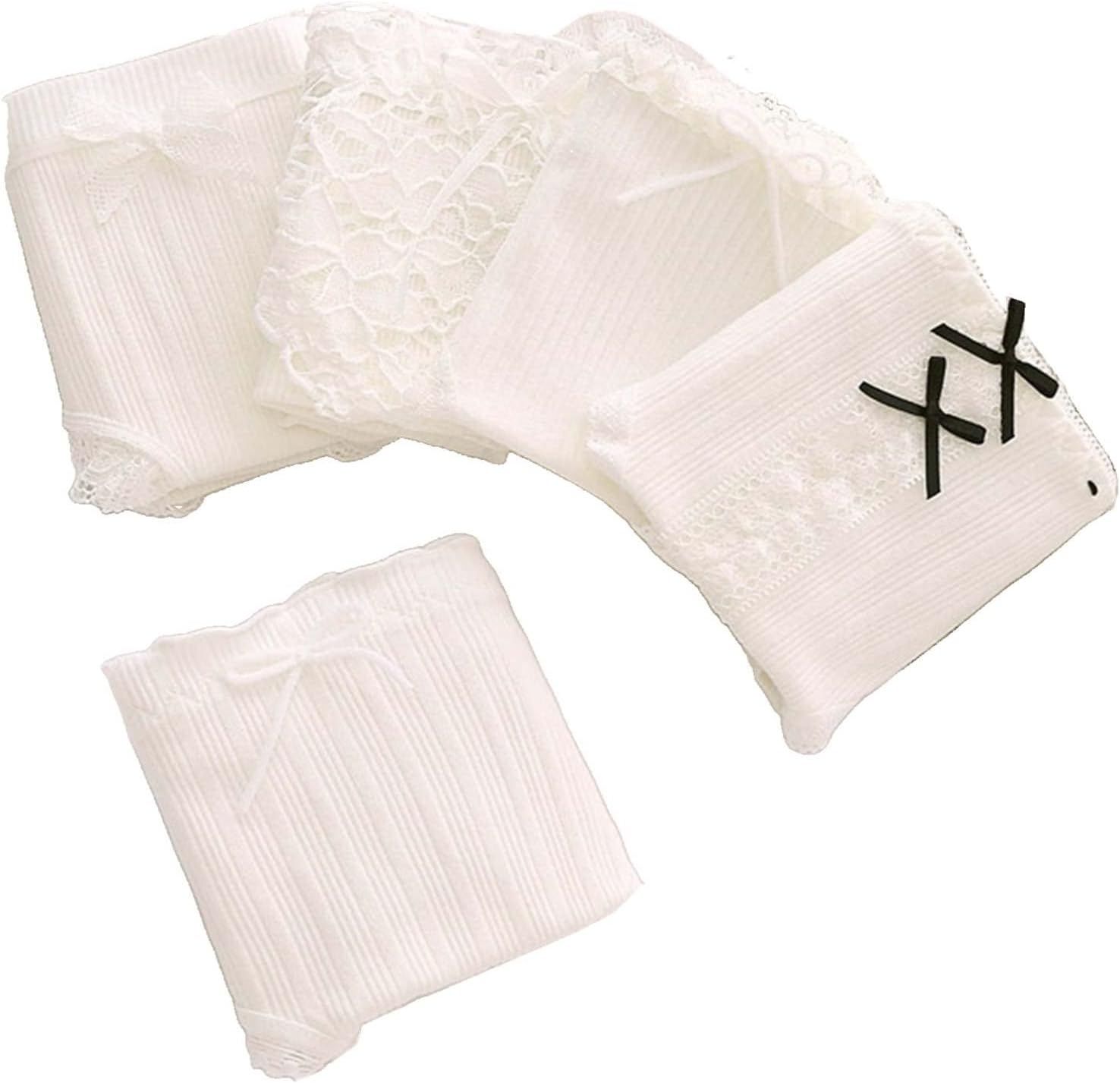 5 Cotton Panties mid-Waist Large Size Cute Cartoon Print Girls Triangle Underwear Students (Color : Set 6, Size : Large)