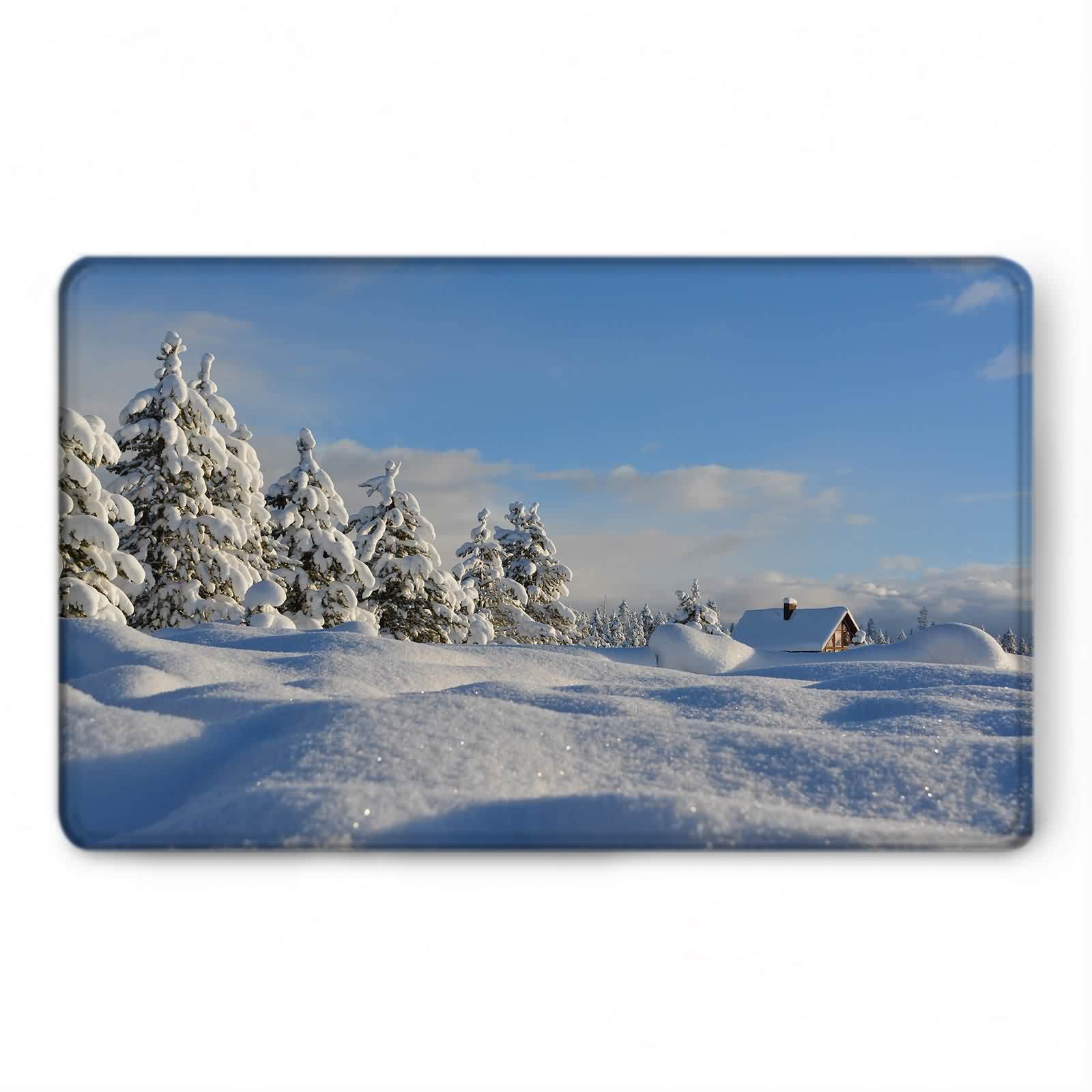 Tappeto per animali domestici, zerbino personalizzato 60X180cm bianco albero innevato e case flanella tappetino
