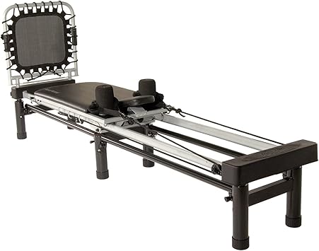 AeroPilates Reformer - Pilates Reformer Workout Machine for Home Gym - Cardio Fitness Rebounder- Up to 300 lbs Weight Capacity, Black