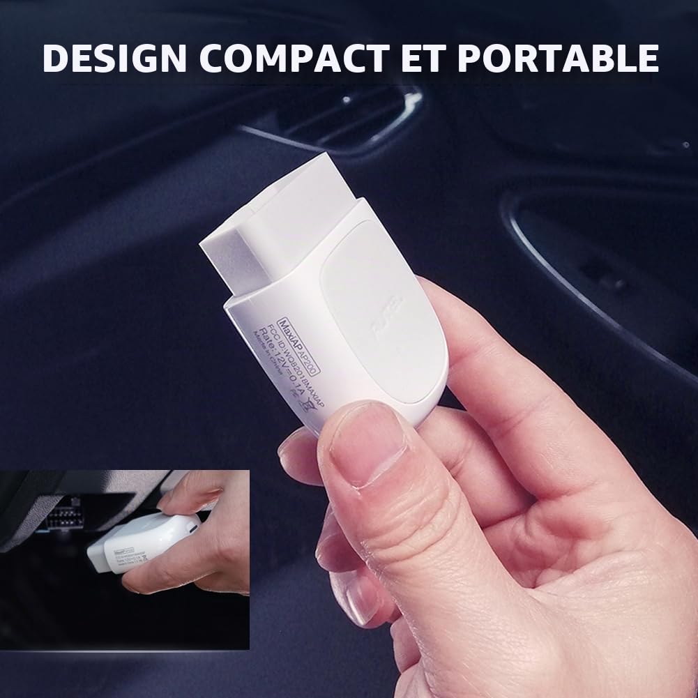 Autel AP200 Adaptateur Bluetooth Scanner OBD2 avec Diagnostics de Tous Les Systèmes, 19 Fonctions Spéciales, AutoVin pour Les Bricoleurs Familiaux, Version Simplifiée du MK808