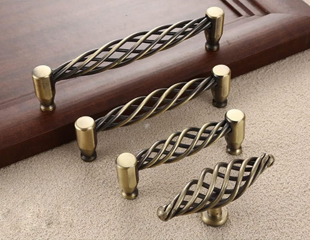2 Pack Birdcage Cabinet Pulls Matte Black Bronze Metal Oval Nest Twist Kitchen Cupboard Handles Retro Birdcage Cabinet Handles Vintage Brass Cabinet Knob Drawer Hardware (160 mm, Bronze (B))
