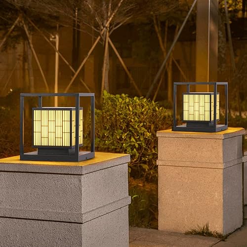 Miniatura 5 de Luces de poste al aire libre, pantalla de mármol de imitación, luz de pilar, luz de jardín de lujo, luz de jardín, impermeable, lámpara de pie,