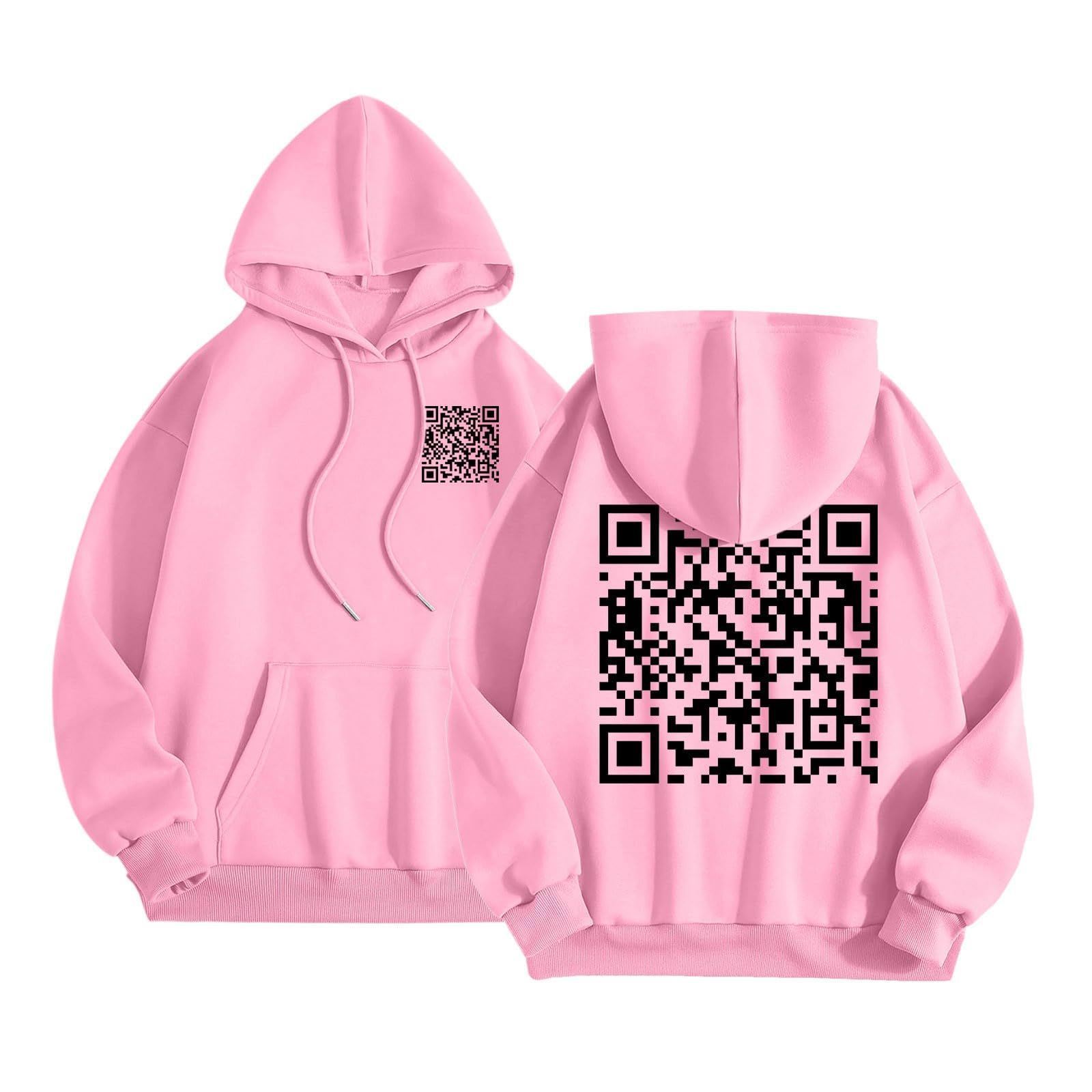 Pull à capuche manches longues imprimé avec grande poche avant - 8