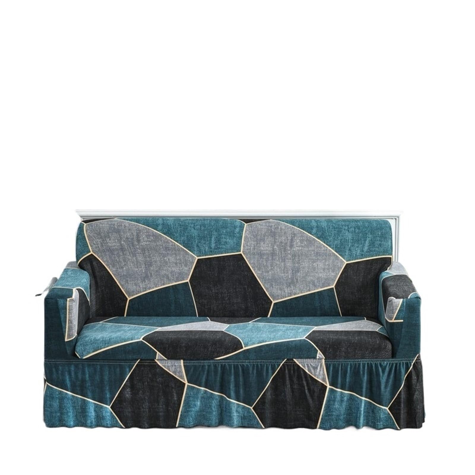GCYEIDMA Skirt Sofa Cover Sofa Cover with Skirt Washable Elastic Stretchable Easy Fit Universal Furniture Protector(Color 11,2-seater(145-185cm))