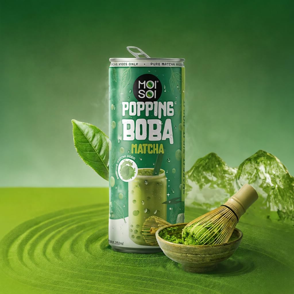 Moi Soi Matcha Popping Boba Drink – Japanese Matcha | Flavoured Boba Pearls | Ready-to-Drink | Refreshing Boba Beverage | 250 ml |-picture-24