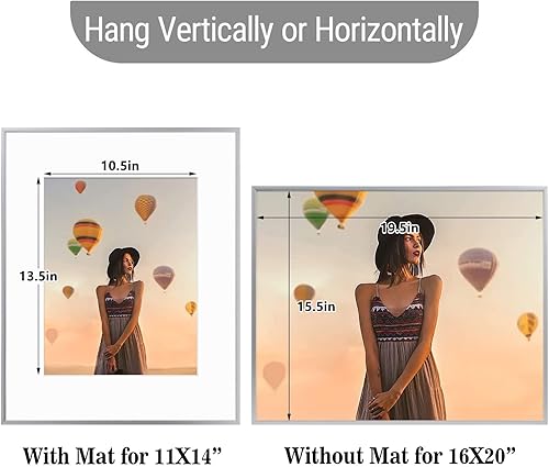 Vista 249 de Frametory - Marco de aluminio de 11 x 14 para fotos de 8 x 10 (en pulgadas), con paspartú marfil, de pared, con gancho de sierra, pestañas Bronce