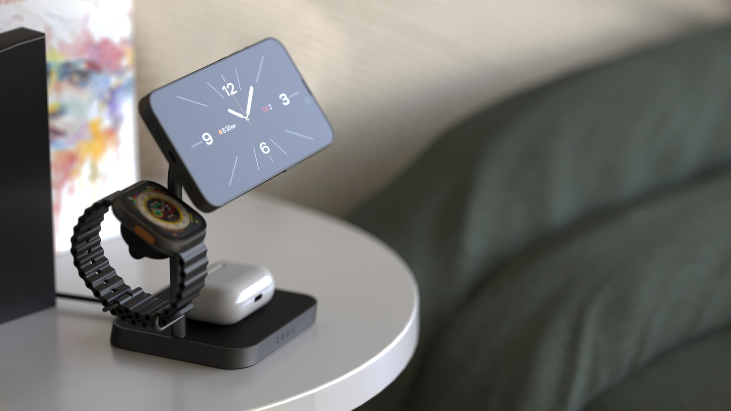Zens Office Wireless Charger 3, Czarne | Bezprzewodowa ładowarka MagSafe i Qi2, 15 W, do iPhone /Apple Watch/AirPods, zasilacz 45 W (EU/UK/US) i kabel 1,5 m