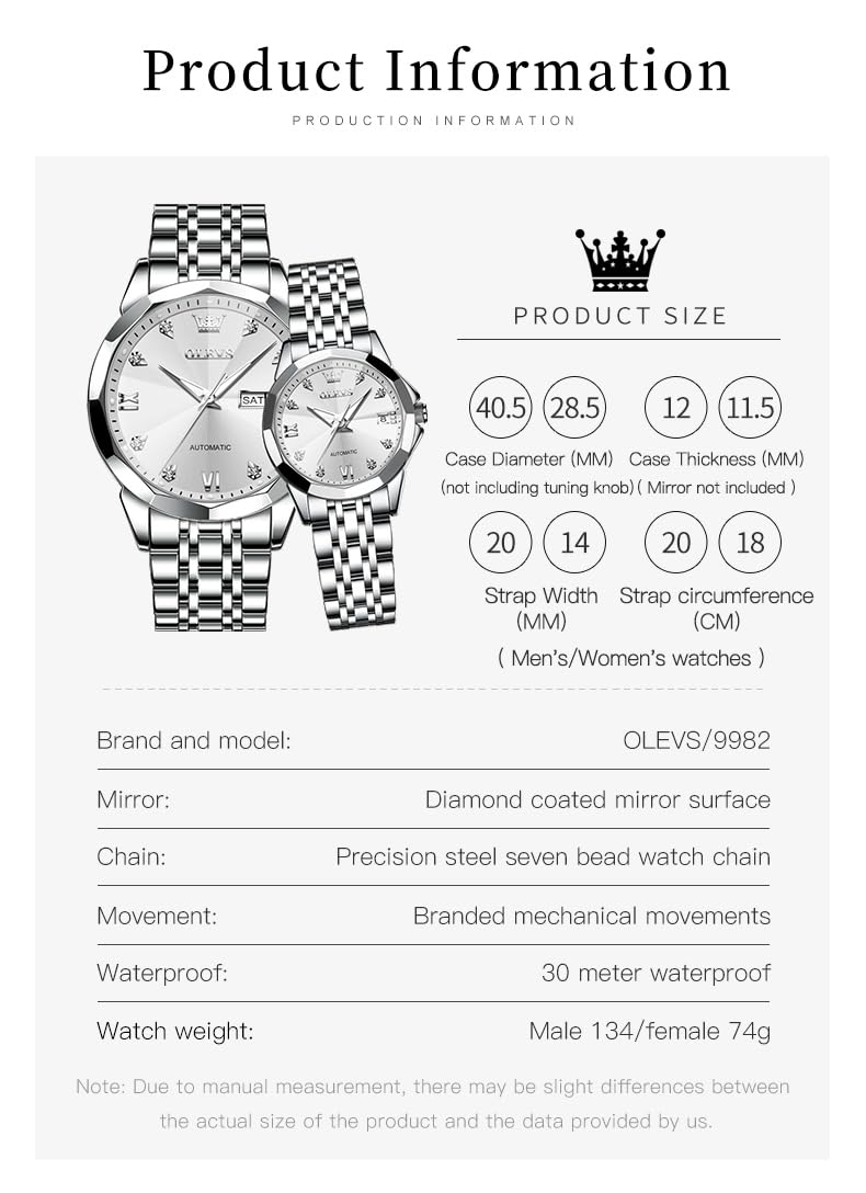 OLEVS Herren-Armbanduhr, Skelett, automatisch, luxuriös, großes Zifferblatt, mehrere Kalender, Edelstahl, wasserdicht, leuchtende Armbanduhr für Herren