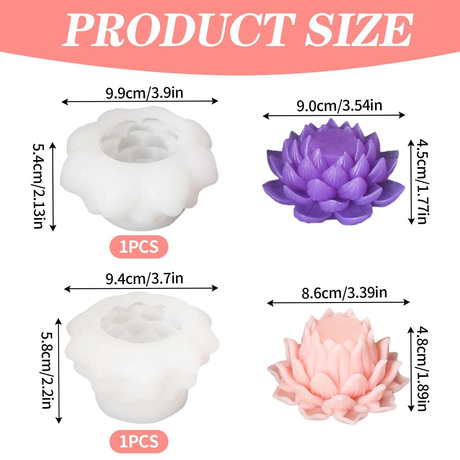 2 Pezzi di Muffa di Loto, Stampo di Candele, Stampo in Silicone Creativo, Accessori per Candele Fai -da -Te, Strumenti per La Produzione di Candele.