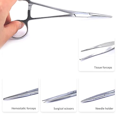 Vista 4 de Kit de entrenamiento de sutura, kit de práctica de sutura YOUYA DENTAL que incluye almohadilla de silicona grande con heridas precortadas, kit