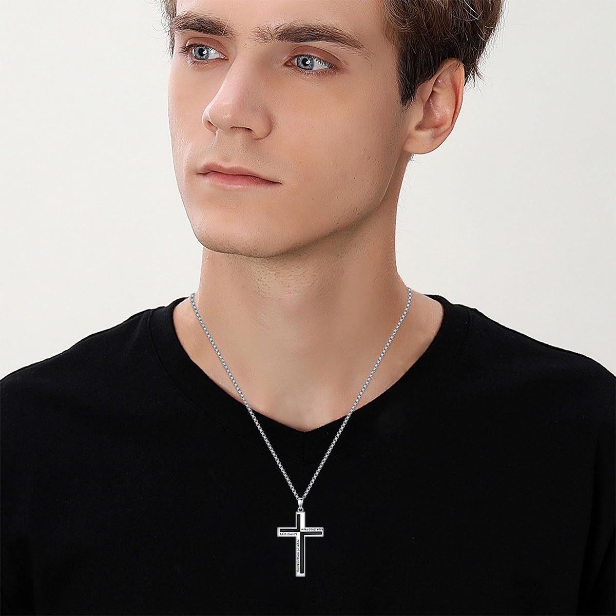 ROMANTICWORK Kreuz Kette 925 Sterling Silber Kreuz Halskette Kreuz Anhänger Christlicher Religiöser Gotischer Kreuz Schmuck Geschenke für Herren Männer Damen