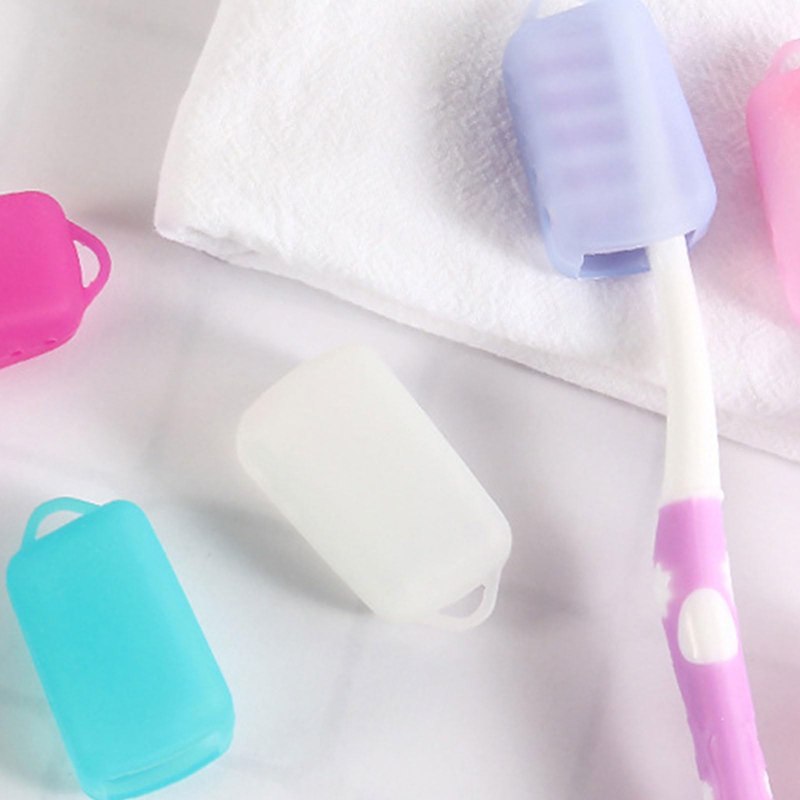 Set di 10 protezioni riutilizzabili per spazzolino da denti, in silicone, per uso quotidiano, impermeabili, essenziali