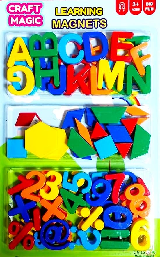 CRAFT MAGICCRAFT MAGIC, Magnetic Alphabet, Shapes and Numbers Colorful Kit, for Preschool Kids Toddler Spelling and Learning, Educational Toy Set for Classroom Kids