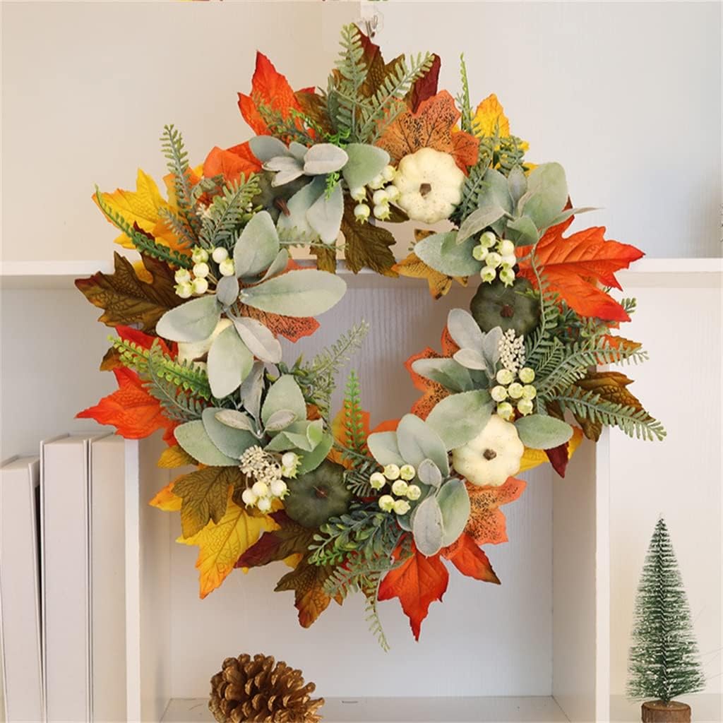 Decorative Wreath Frost Leaf Simulation Plant Vine Ring Decorative Pendant (D 40cm)