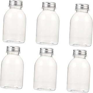 LIFKOME 6pcs Milk Bottles for Beverages Shot Bottles Reusable Lids for Newborns Boys and Girls