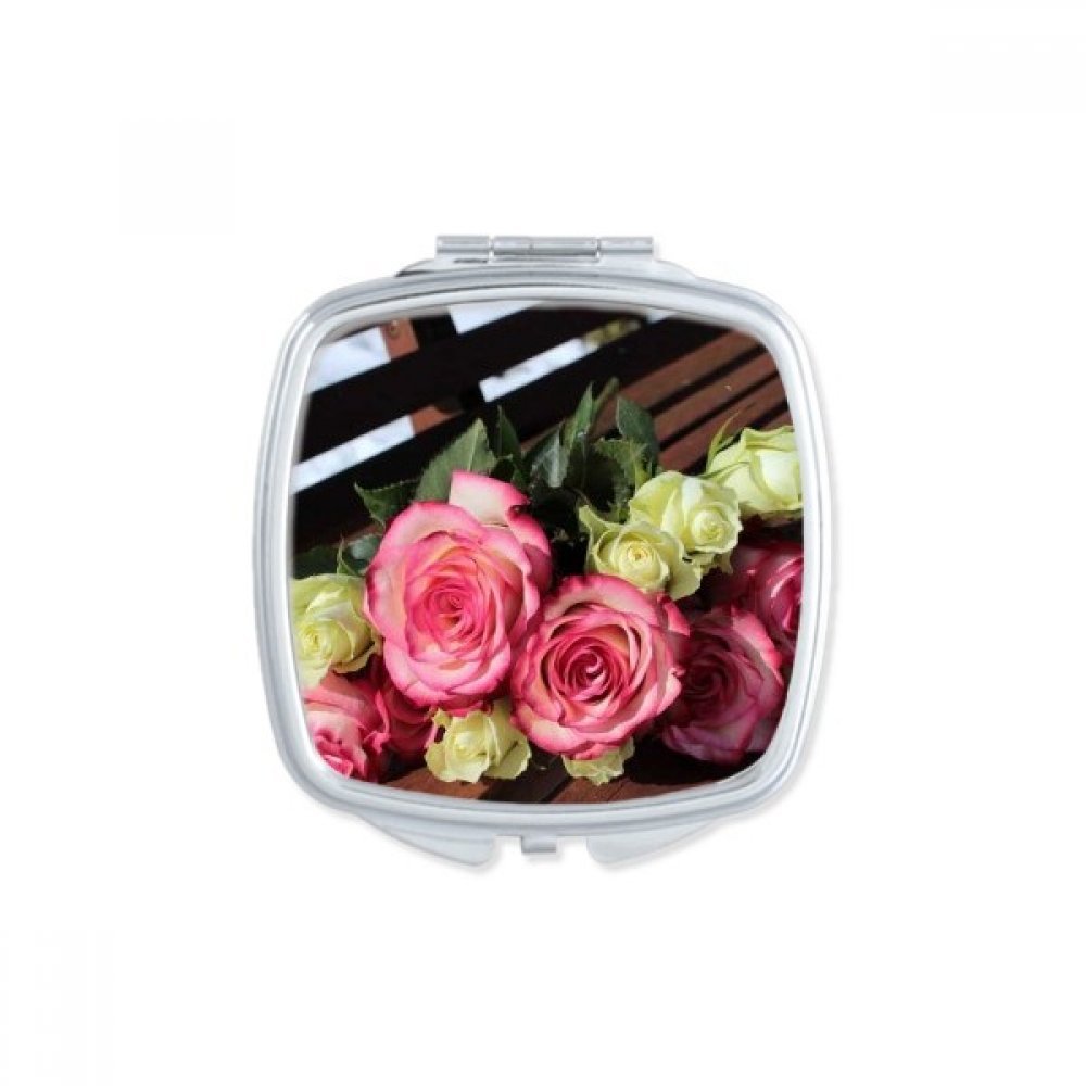 Miroir de poche romantique et compact petit miroir maquillage fleurs pourpres