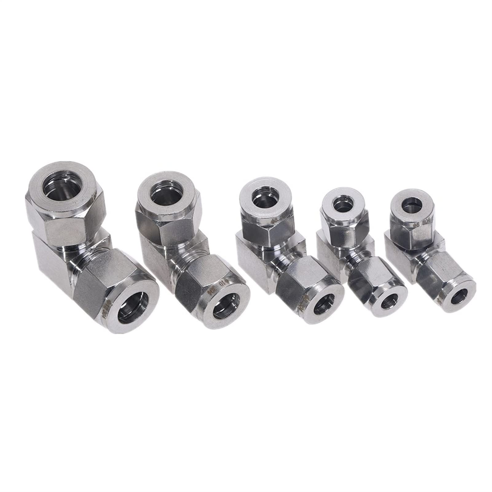 Raccordi per tubi Raccordi per tubi in acciaio inossidabile 304 2 Ferrule3 4 6 8 10 12 1/8" 1/4" 3/8" Raccordo per tubo con curva a 90 gradi Connettore per ghiera Tubo da giardino Ugello per rubinet