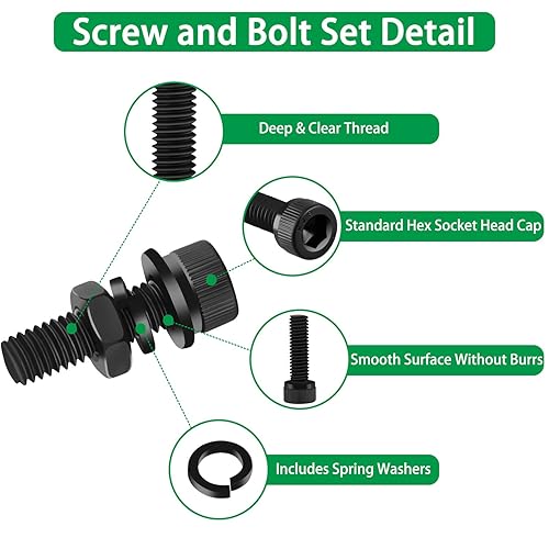 Miniatura 5 de Surtido de 1500 piezas de tornillos, tuercas y arandelas, kit de pernos y tuercas métricos M2 M3 M4 M5 M6 con cabeza hexagonal de casquillo, acero