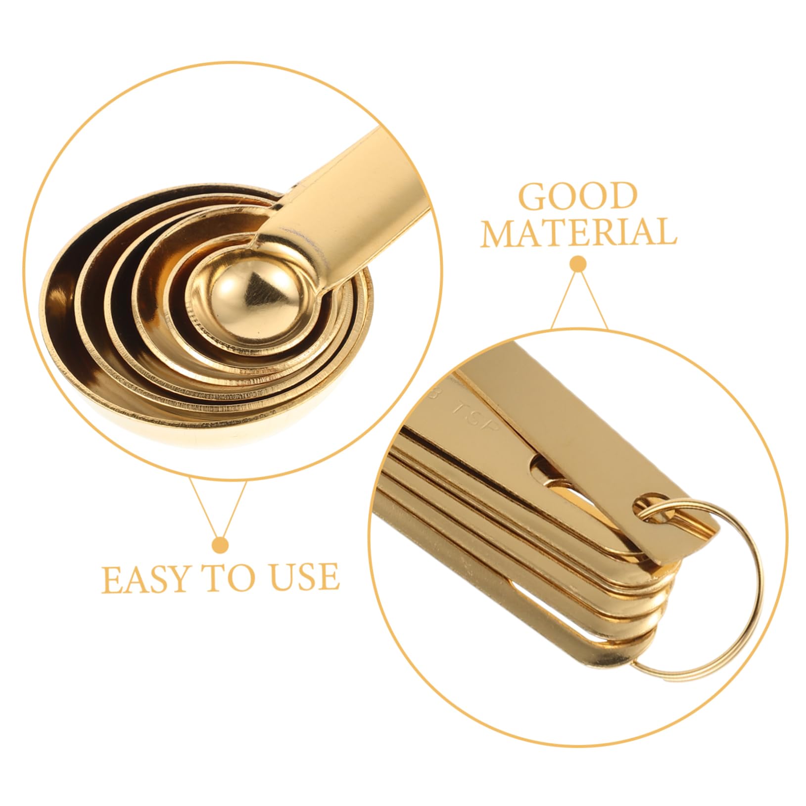 Cabilock 8 Pièces cuillère à mesurer en acier inoxydable Outils de cuisine tasses à mesurer de cuisine mesure en acier inoxydable cuillères soupe cuillères Doré