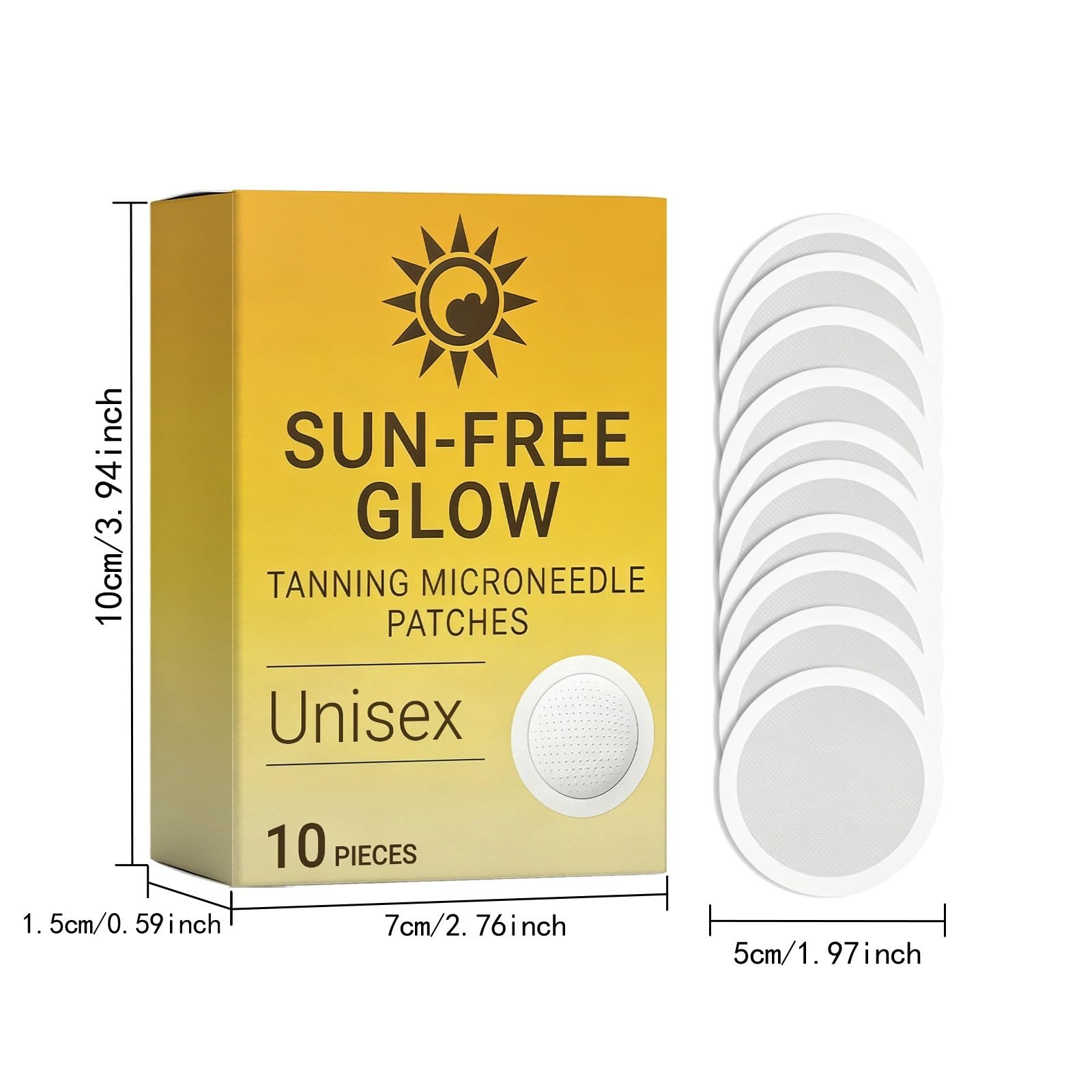 SUN-FREE GLOW TANNING MICRONEEDLE PATCHES, Autoabbronzante per Unisex, Natural Bronze Finish, Even Complexion, Anti-Orange Hue, Hydrating Formula Suits All Epidermis