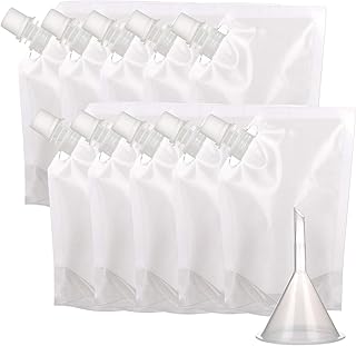 Quesuc 10 Pieces Drinks Flasks Liquor Pouch Reusable Drinking Flasks Concealable Plastic Flasks 420 ml with Plastic Funnel