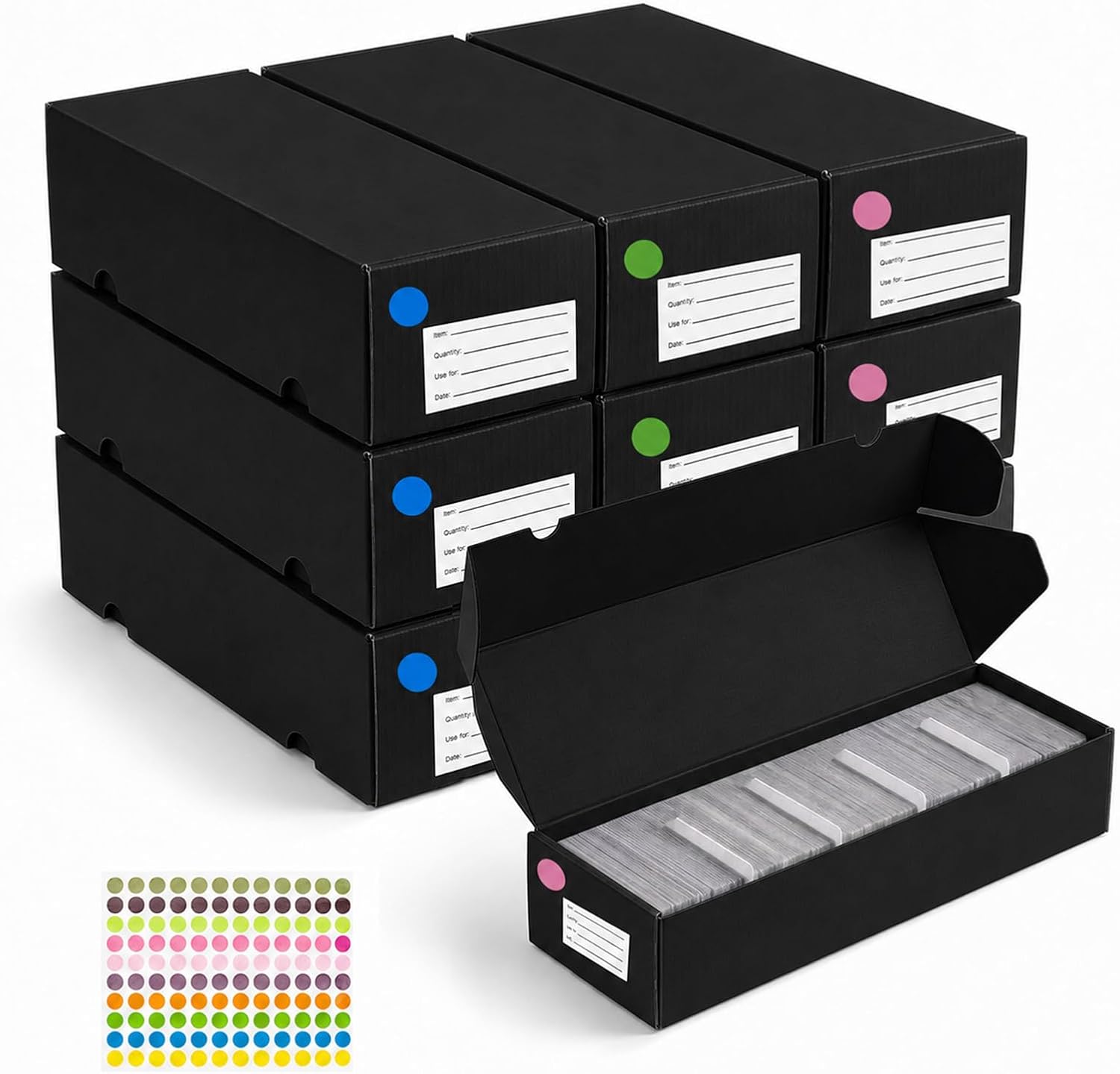 Trading Card Storage Box 900 Count Textured Card Organizer,Embossed corrugated design, lightweight collection organizer for PKMN, MTG, sports cards, and everyday card storage (10, Black)