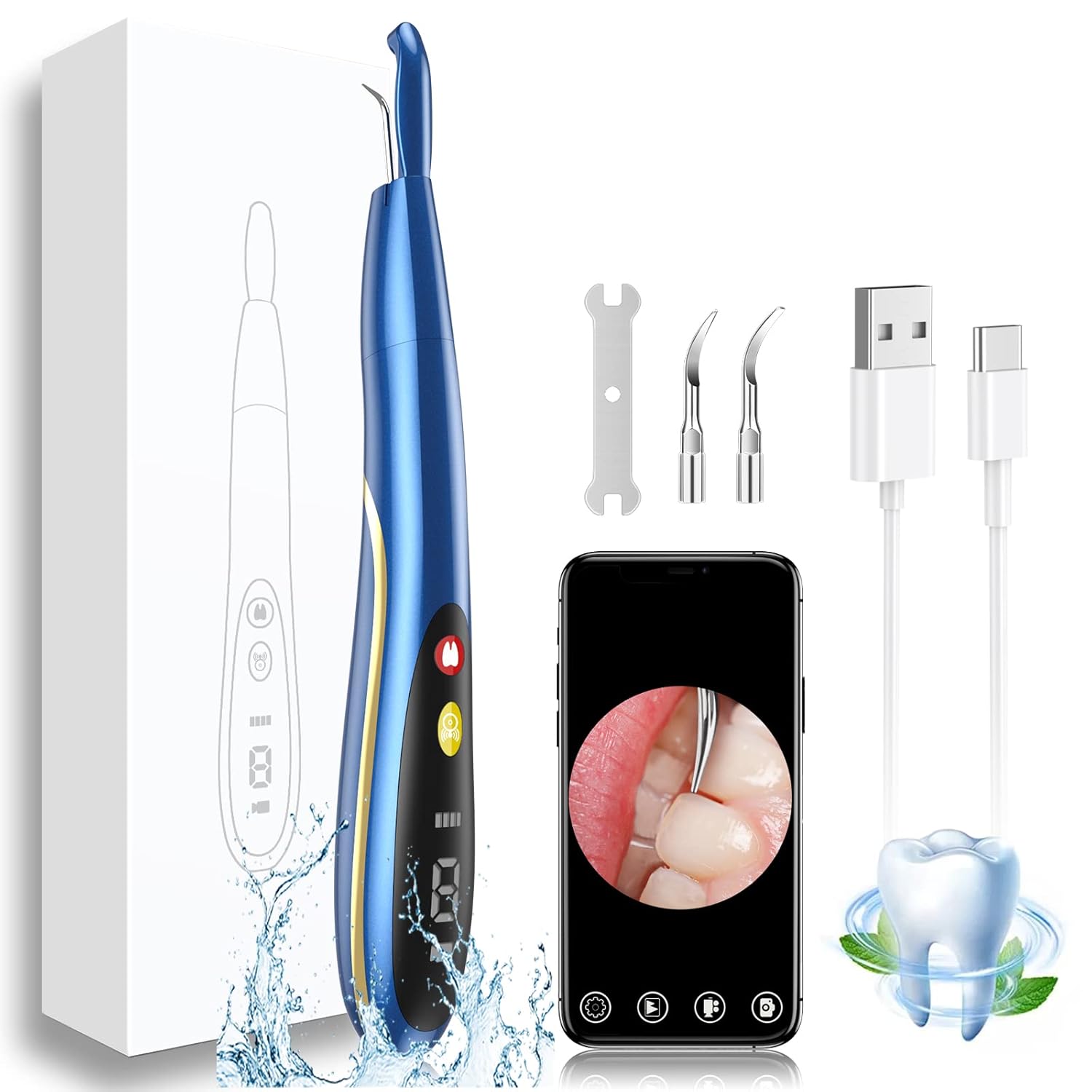 Olesit Power Tooth Cleaner, Plaque Remover, Teeth Cleaning Kit with LED