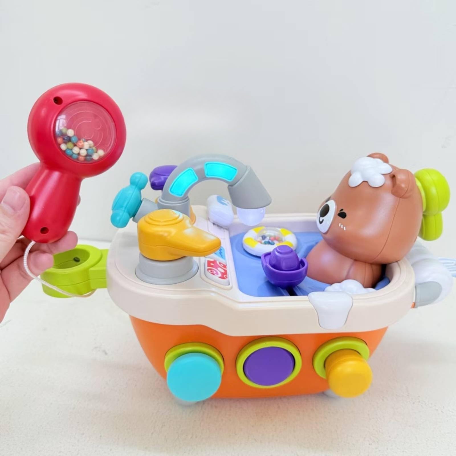 harayaa Giocattolo a Tema Orso con Vasca da Bagno Educativo Vasca da Bagno Giocattolo con Orso Resistenti Giochi Bagnetto per Bambini in età Prescolare