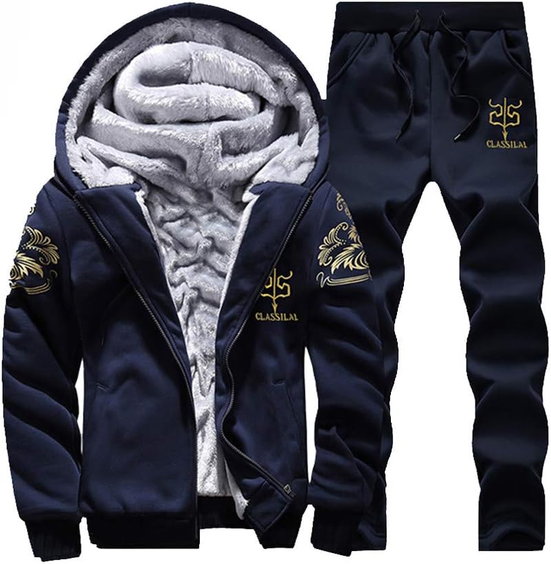 Mens Survêtement Chaud En Polaire Sport Sweat à Capuche Manteau Sweats