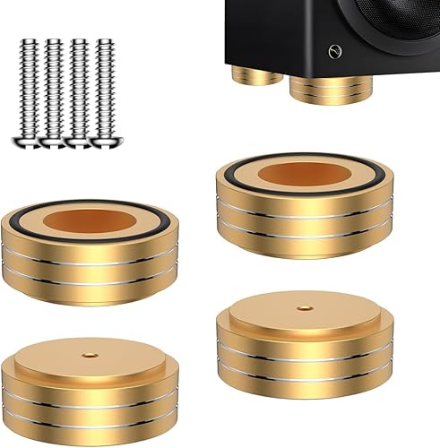 Viborg Almohadillas de soporte de aislamiento de altavoces de alta fidelidad de 2.283 x 0.866 in, 4 protectores de piso de altavoz con anillo de