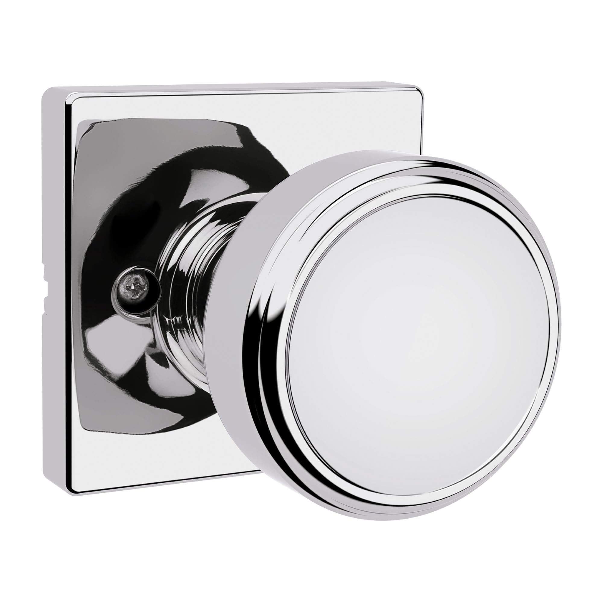 Kwikset Maven Dummy Door Knob, Single Sided Handle for Closets, French Double Doors, and Pantry, Polished Chrome Non-Turning Square Interior Push/Pull Door Knob, with Microban Protection
