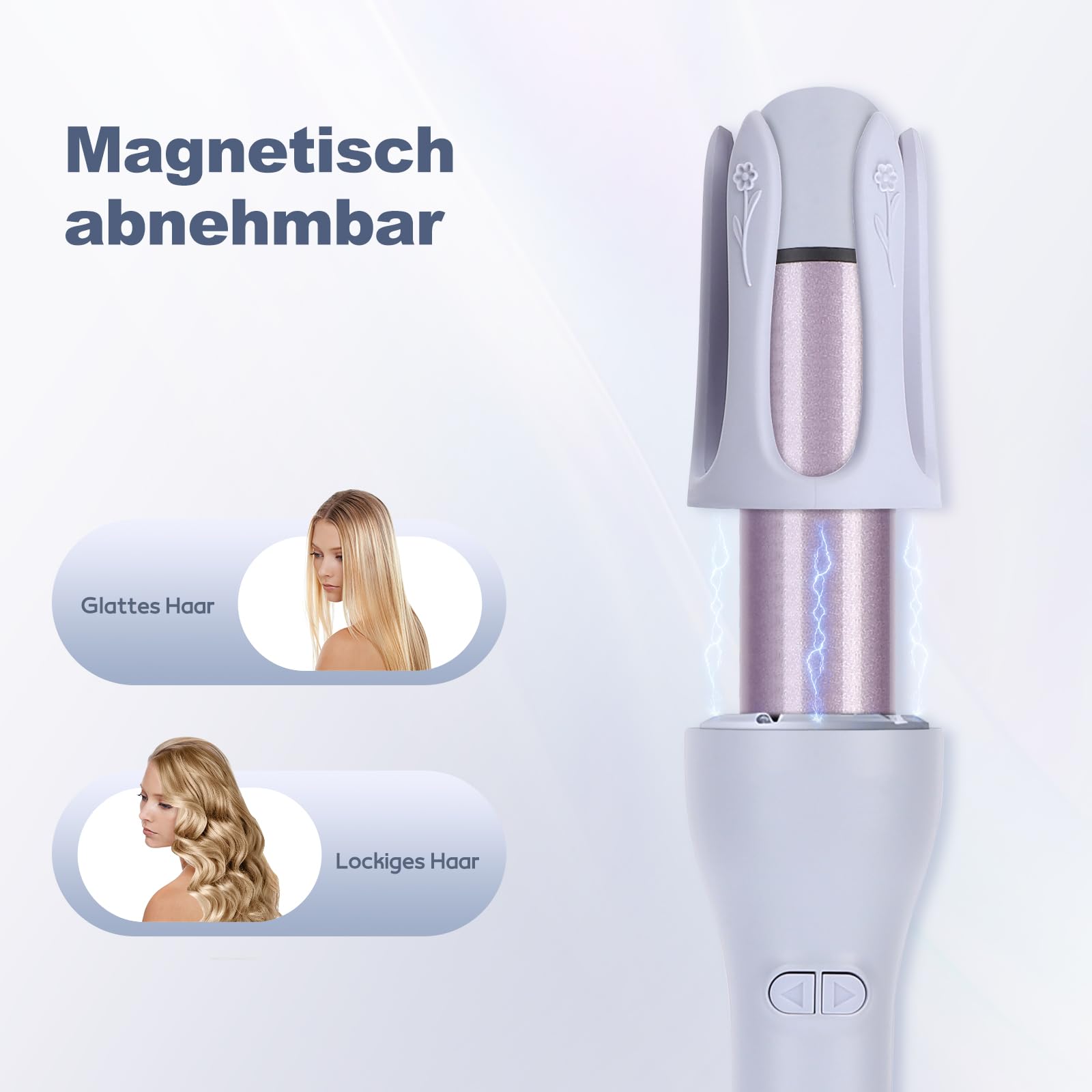 Automatischer Lockenstab 32mm, 2 in 1 Lockenstab und Glätteisen | Für mittellanges Haar, Universalspannung, Keramik-Beschichtung, Signalton, 360° drehbares Kabel inkl. hitzefeste Handschuhe