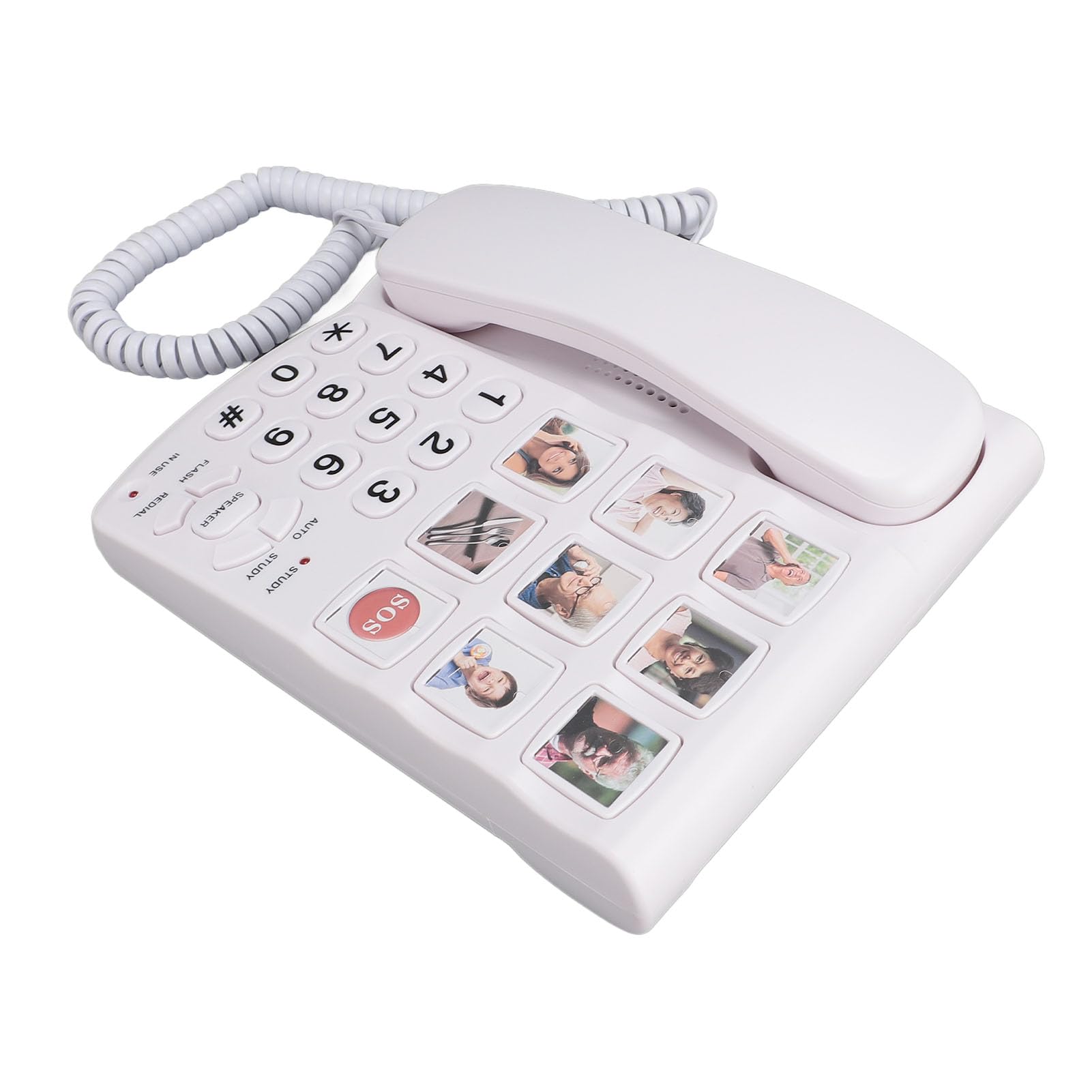 Teléfonos Fijos para el Hogar, Teléfono con Botones Grandes para Personas Mayores, Teléfono con Cable con Control Remoto de un Toque para Marcación SOS, Calidad de Sonido HD