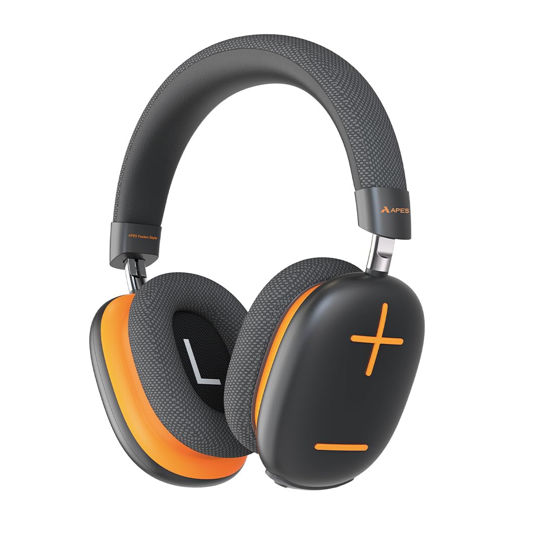 APES Fusion Style Wireless Headphone, 40mm Dynamic Drivers, 50Hrs Playtime, Fast Charge (Black Orange)-image-17