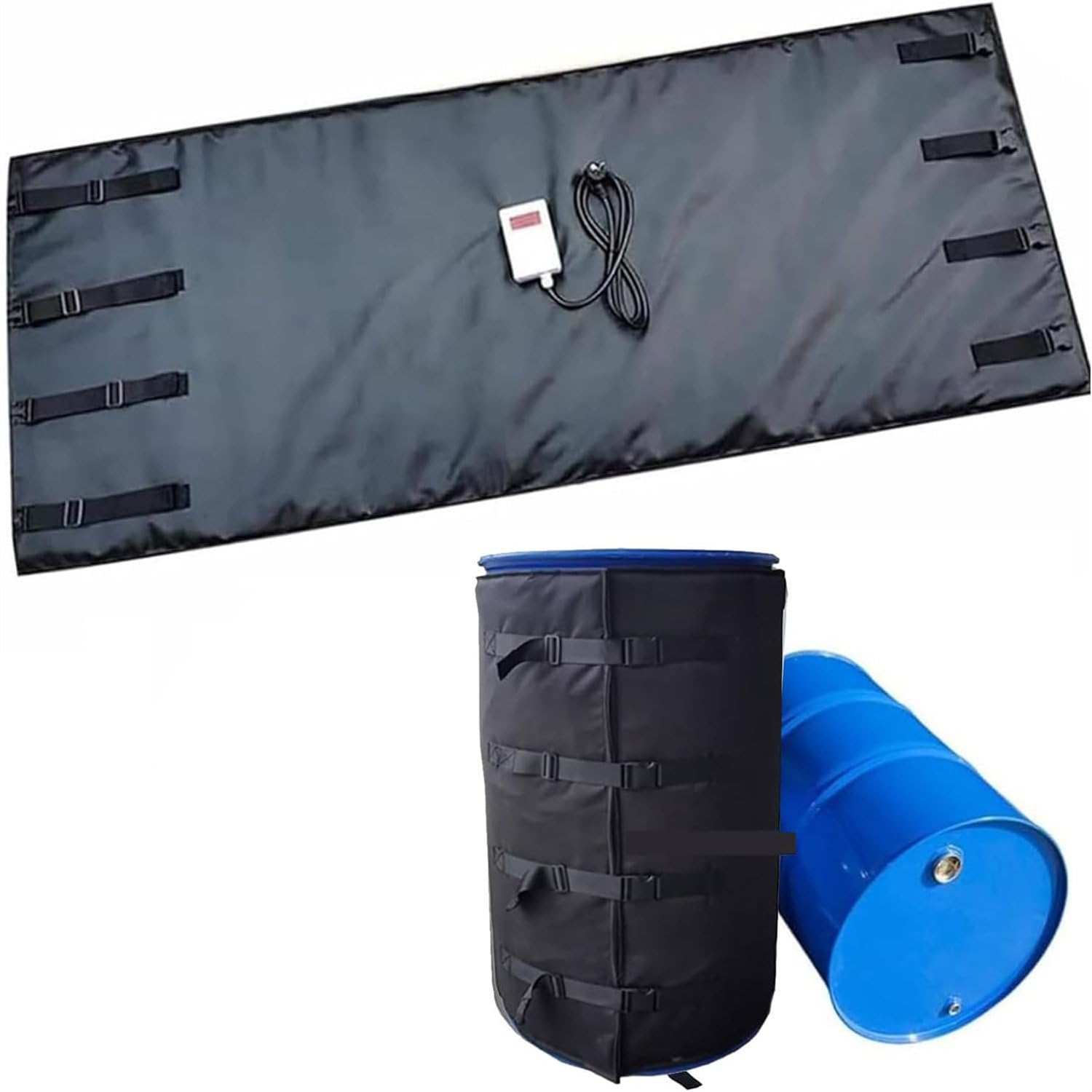 YNBSHGAA 275 Gallon IBC Ton Barrel Heater,4000W Drum Heating Blanket,55 Gallon Drum Heater,Barrel Heating Tape,for IBC Plastic Tank-Grey,Black-55Gallon/200L