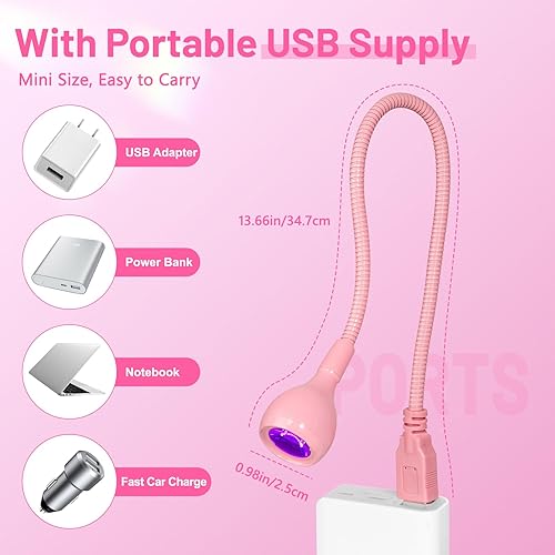 Miniatura 43 de AORAEM Lámpara LED UV para uñas: lámpara U V de cuello de cisne de doble cabeza para uñas de gel, luz LED de curación flash con 6 lupas para el Negro