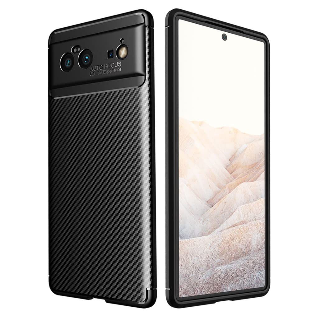 TECHGEAR Pixel 6 Case [CarbonFlex Case] Premium Flexible Soft Shockproof Slim Fit Case Cover with Carbon Fibre Effect Designed For Google Pixel 6