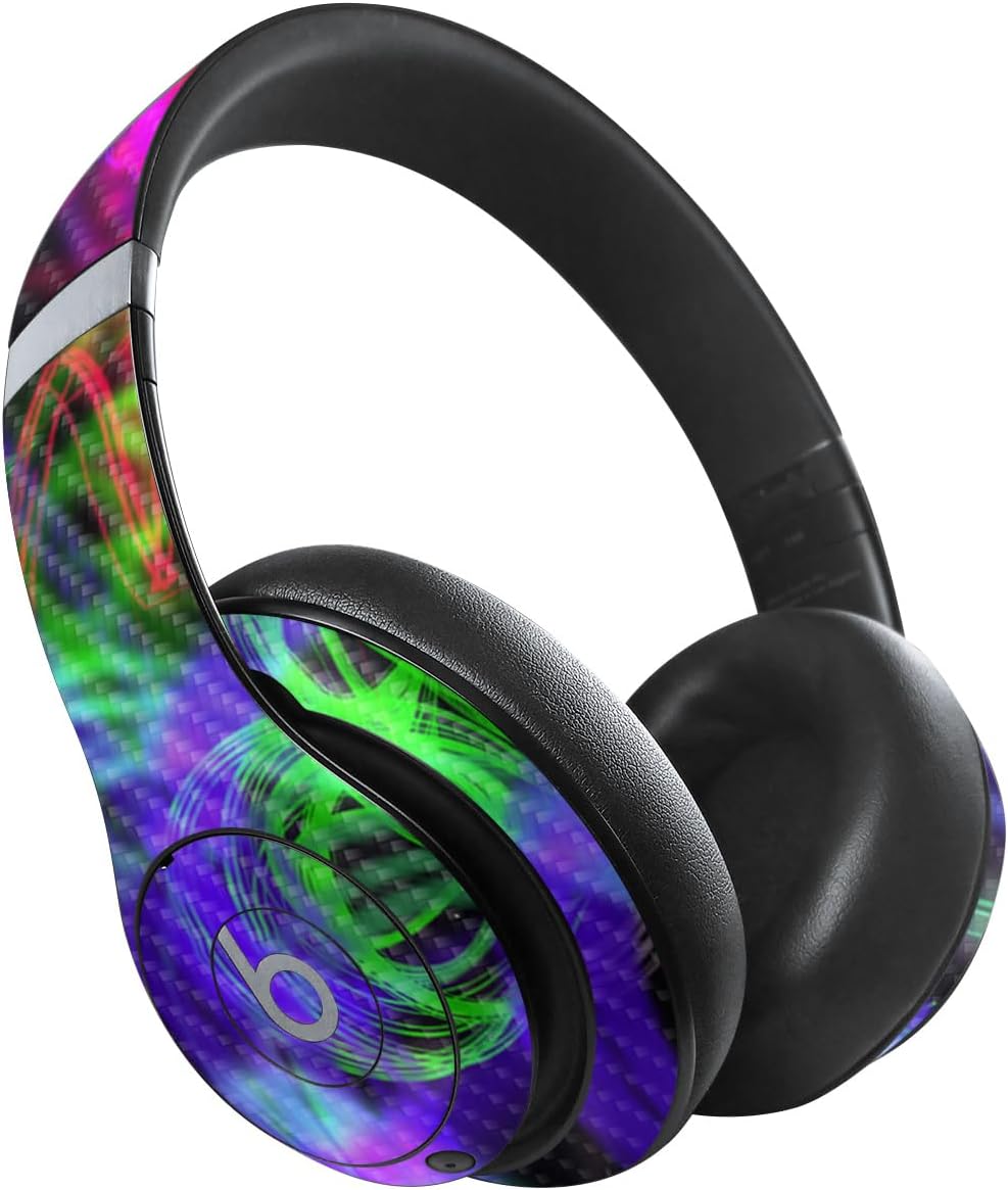 MightySkins Carbon Fiber Skin Compatible with Beats Studio Pro - Neon Splatter | Protective, Durable Textured Carbon Fiber Finish | Easy to Apply