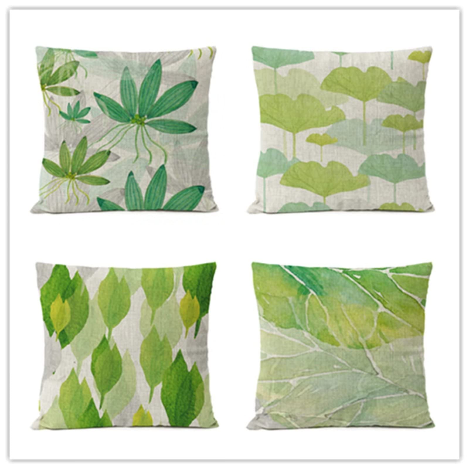 Cojines 55x55cm Verde Claro Simple Cojines Decorativos para Sofa Moderna Decorativa Cojín Juego de 4 para Decoración Hogar Linen Almohadas cuadradas Funda de Cojín D-2991